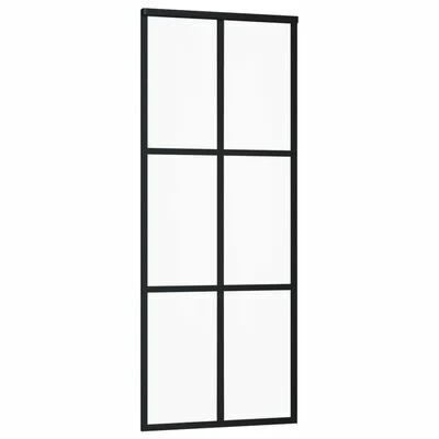 VidaXL Porte coulissante Verre ESG et aluminium 76x205 cm Noir 5 VidaXL Porte coulissante Verre ESG et aluminium 76x205 cm Noir – Image 3