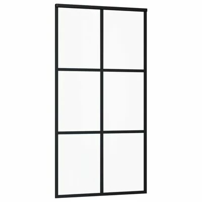 VidaXL Porte coulissante Verre ESG et aluminium 102x205 cm Noir 5 VidaXL Porte coulissante Verre ESG et aluminium 102x205 cm Noir – Image 3
