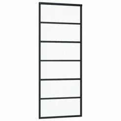 VidaXL Porte coulissante Verre ESG et aluminium 76x205 cm Noir 9 VidaXL Porte coulissante Verre ESG et aluminium 76x205 cm Noir -Matériaux de construction Soldes image 3 151014