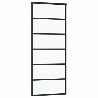 VidaXL Porte coulissante Verre ESG et aluminium 76x205 cm Noir 5 VidaXL Porte coulissante Verre ESG et aluminium 76x205 cm Noir – Image 3