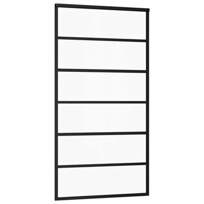 VidaXL Porte coulissante Verre ESG et aluminium 102x205 cm Noir 5 VidaXL Porte coulissante Verre ESG et aluminium 102x205 cm Noir – Image 3