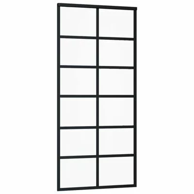 VidaXL Porte coulissante Verre ESG et aluminium 90x205 cm Noir 5 VidaXL Porte coulissante Verre ESG et aluminium 90x205 cm Noir – Image 3