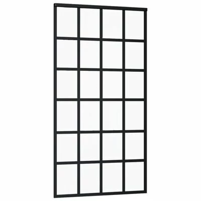VidaXL Porte coulissante Verre ESG et aluminium 102x205 cm Noir 5 VidaXL Porte coulissante Verre ESG et aluminium 102x205 cm Noir – Image 3