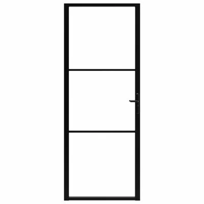 VidaXL Porte intérieure Verre ESG et aluminium 76x201,5 cm Noir 5 VidaXL Porte intérieure Verre ESG et aluminium 76x201,5 cm Noir – Image 3