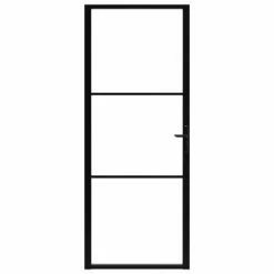 VidaXL Porte intérieure Verre ESG et aluminium 83x201,5 cm Noir -Matériaux de construction Soldes image 3 151199