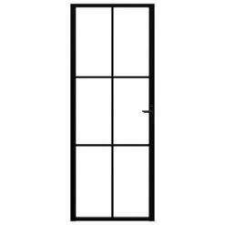 VidaXL Porte intérieure Verre ESG et aluminium 76x201,5 cm Noir -Matériaux de construction Soldes image 3 151202