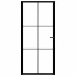 VidaXL Porte intérieure Verre ESG et aluminium 93x201,5 cm Noir -Matériaux de construction Soldes image 3 151204