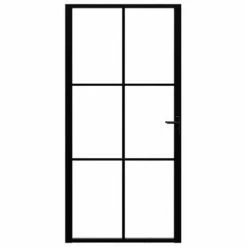 VidaXL Porte intérieure Verre ESG et aluminium 102,5x201,5 cm Noir -Matériaux de construction Soldes image 3 151205
