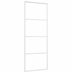VidaXL Porte coulissante Verre ESG dépoli et aluminium 76x205 cm Blanc -Matériaux de construction Soldes image 3 151657