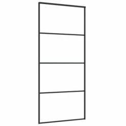 VidaXL Porte coulissante Verre ESG dépoli et aluminium 90x205 cm Noir -Matériaux de construction Soldes image 3 151659