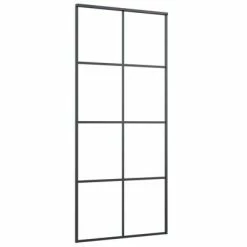 VidaXL Porte coulissante Noir 90x205 cm Verre ESG et aluminium -Matériaux de construction Soldes image 3 151670