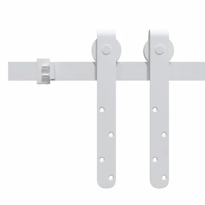 VidaXL Mini kit porte coulissante grange Acier au carbone Blanc 200 cm 5 VidaXL Mini kit porte coulissante grange Acier au carbone Blanc 200 cm – Image 3