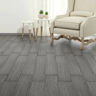 VidaXL Planche de plancher PVC autoadhésif 5,02 m² 2 mm Gris foncé 5 VidaXL Planche de plancher PVC autoadhésif 5,02 m² 2 mm Gris foncé – Image 3