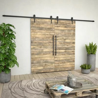 VidaXL Kit de matériel pour porte coulissante 2 x 183 cm Acier Noir 5 VidaXL Kit de matériel pour porte coulissante 2 x 183 cm Acier Noir – Image 3