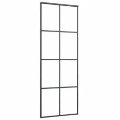 VidaXL Porte coulissante Aluminium et verre ESG 76x205 cm Noir -Matériaux de construction Soldes image 3 288064
