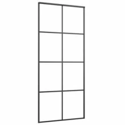 VidaXL Porte coulissante Aluminium et verre ESG 90x205 cm Noir -Matériaux de construction Soldes image 3 288065