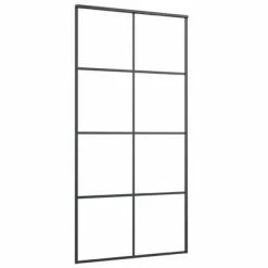 VidaXL Porte coulissante Aluminium et verre ESG 102,5x205 cm Noir -Matériaux de construction Soldes image 3 288066