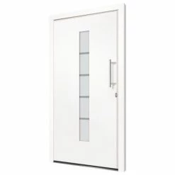 VidaXL Porte d'entrée Aluminium et PVC Blanc 100x200 cm -Matériaux de construction Soldes image 3 3056806