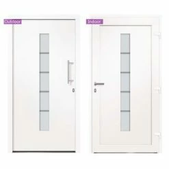 VidaXL Porte d'entrée Aluminium et PVC Blanc 100x210 cm -Matériaux de construction Soldes image 3 3056807