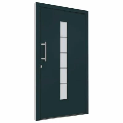 VidaXL Porte d'entrée Aluminium et PVC Anthracite 100x200 cm 5 VidaXL Porte d'entrée Aluminium et PVC Anthracite 100x200 cm – Image 3