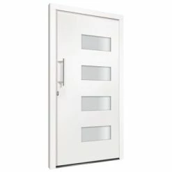 VidaXL Porte d'entrée Aluminium et PVC Blanc 100x210 cm -Matériaux de construction Soldes image 3 3056822
