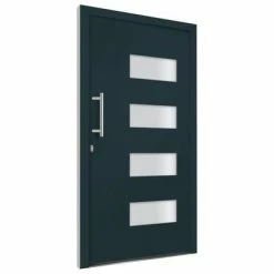 VidaXL Porte d'entrée Aluminium et PVC Anthracite 100x200 cm -Matériaux de construction Soldes image 3 3056827