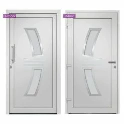 3057563 vidaXL Front Door White 108x200 cm (147140+203899) -Matériaux de construction Soldes image 3 3057563