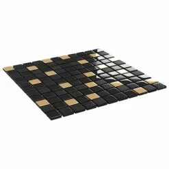 VidaXL Carreaux mosaïque 11 pcs Noir et doré 30x30 cm Verre -Matériaux de construction Soldes image 3 327313
