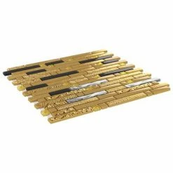 VidaXL Carreaux mosaïque 11 pcs Noir et doré 30x30 cm Verre -Matériaux de construction Soldes image 3 327317