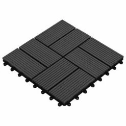VidaXL Carreau de terrasse 11 pcs WPC 30 x 30 cm 1 m² Noir -Matériaux de construction Soldes image 3 45031
