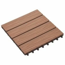 VidaXL Carreau de terrasse en relief 11 pcs WPC 30 x 30 cm 1 m² Marron -Matériaux de construction Soldes image 3 45034