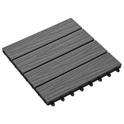 VidaXL Carreau de terrasse en relief 11 pcs WPC 30 x 30 cm 1 m² Gris -Matériaux de construction Soldes image 3 45035