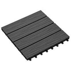 VidaXL Carreau de terrasse en relief 11 pcs WPC 30 x 30 cm 1 m² Noir -Matériaux de construction Soldes image 3 45036