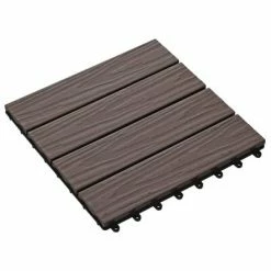 VidaXL Carreau de terrasse en relief 11 pcs WPC 30x30 cm 1 m² Marron -Matériaux de construction Soldes image 3 45038