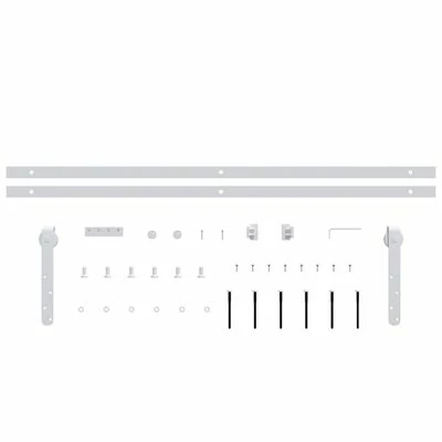 VidaXL Mini kit porte coulissante grange Acier au carbone Blanc 200 cm 6 VidaXL Mini kit porte coulissante grange Acier au carbone Blanc 200 cm – Image 4