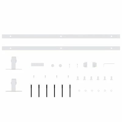 VidaXL Mini kit porte coulissante grange Acier au carbone Blanc 122 cm 6 VidaXL Mini kit porte coulissante grange Acier au carbone Blanc 122 cm – Image 4