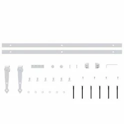 VidaXL Mini kit porte coulissante grange Acier au carbone Blanc 122 cm 11 VidaXL Mini kit porte coulissante grange Acier au carbone Blanc 122 cm -Matériaux de construction Soldes image 4 151701