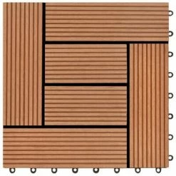 VidaXL Carreaux de terrasse 22 pcs 30 x 30 cm 2 m² WPC Marron 11 VidaXL Carreaux de terrasse 22 pcs 30 x 30 cm 2 m² WPC Marron -Matériaux de construction Soldes image 4 277798