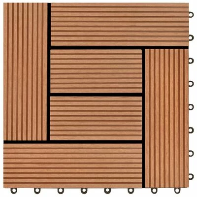 VidaXL Carreaux de terrasse 22 pcs 30 x 30 cm 2 m² WPC Marron 6 VidaXL Carreaux de terrasse 22 pcs 30 x 30 cm 2 m² WPC Marron – Image 4