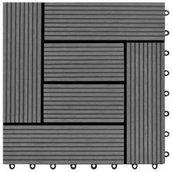 VidaXL Carreaux de terrasse 22 pcs 30 x 30 cm 2 m² WPC Gris 11 VidaXL Carreaux de terrasse 22 pcs 30 x 30 cm 2 m² WPC Gris -Matériaux de construction Soldes image 4 277799