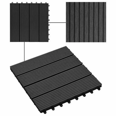 VidaXL Carreaux de terrasse 22 pcs 30 x 30 cm 2 m² WPC Noir 6 VidaXL Carreaux de terrasse 22 pcs 30 x 30 cm 2 m² WPC Noir – Image 4