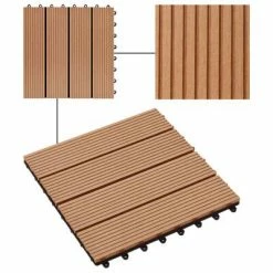 VidaXL Carreaux de terrasse 22 pcs 30 x 30 cm 2 m² WPC Teck -Matériaux de construction Soldes image 4 277801