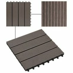 VidaXL Carreaux de terrasse 22 pcs 30 x 30 cm 2 m² WPC Marron foncé -Matériaux de construction Soldes image 4 277802