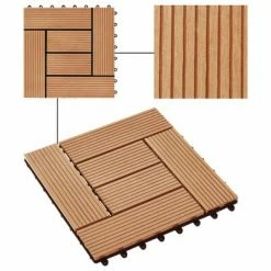 VidaXL Carreaux de terrasse 22 pcs 30 x 30 cm 2 m² WPC Teck -Matériaux de construction Soldes image 4 277804