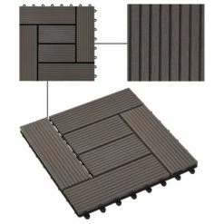 VidaXL Carreaux de terrasse 22 pcs 30 x 30 cm 2 m² WPC Marron foncé -Matériaux de construction Soldes image 4 277805