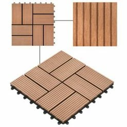 VidaXL Carreaux de terrasse 22 pcs 30 x 30 cm 2 m² WPC Marron -Matériaux de construction Soldes image 4 277806