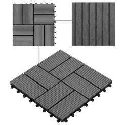 VidaXL Carreaux de terrasse 22 pcs 30 x 30 cm 2 m² WPC Gris 11 VidaXL Carreaux de terrasse 22 pcs 30 x 30 cm 2 m² WPC Gris -Matériaux de construction Soldes image 4 277807