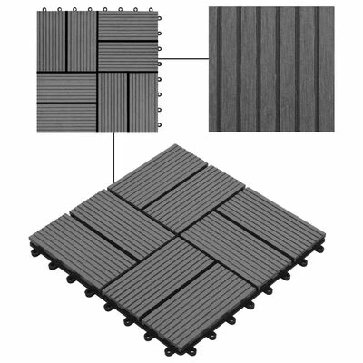 VidaXL Carreaux de terrasse 22 pcs 30 x 30 cm 2 m² WPC Gris 6 VidaXL Carreaux de terrasse 22 pcs 30 x 30 cm 2 m² WPC Gris – Image 4