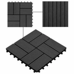 VidaXL Carreaux de terrasse 22 pcs 30 x 30 cm 2 m² WPC Noir -Matériaux de construction Soldes image 4 277808