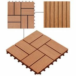 VidaXL Carreaux de terrasse 22 pcs 30 x 30 cm 2 m² WPC Teck -Matériaux de construction Soldes image 4 277809